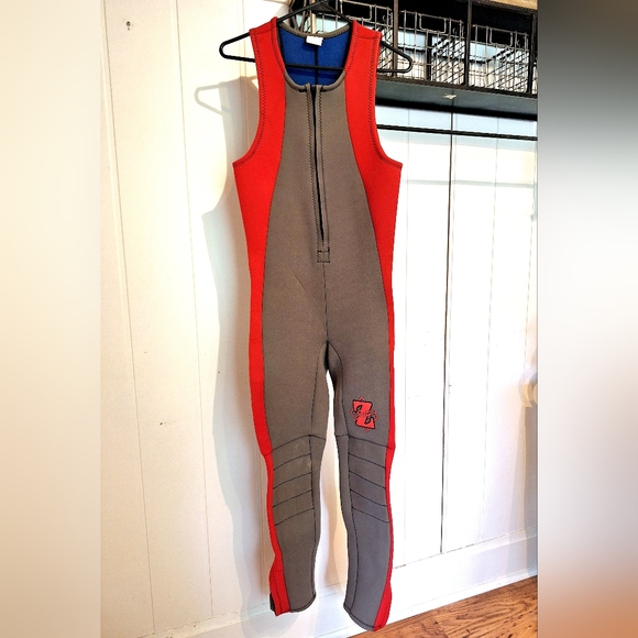 Z suit Other - Red and Gray Sleeveless Scuba Diving, Water Sport, Jet Ski Wetsuit w Zipper Sz M